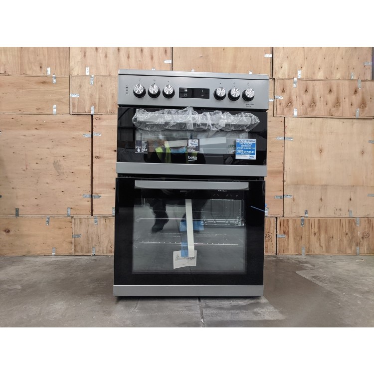 Refurbished Beko KDC653S 60cm Double Oven Electric Cooker Silver