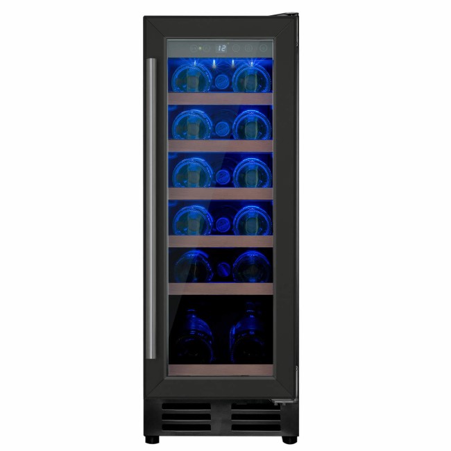 electriQ 18 Bottle Capacity Single Zone Wine Cooler Black EQWINE30BL