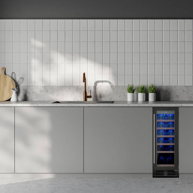 electriQ 18 Bottle Capacity Single Zone Wine Cooler - Black