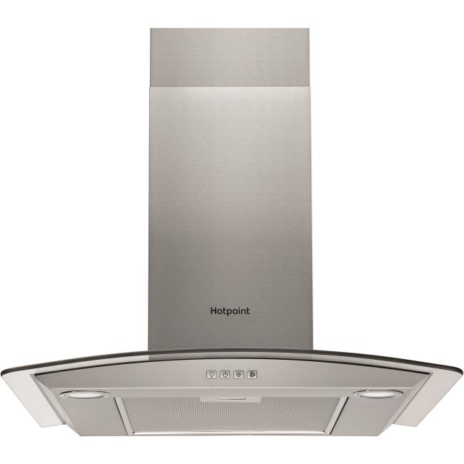 GRADE A2 - Hotpoint PHGC74FLMX 70cm Cooker Hood With Curved Glass Canopy - Stainless Steel