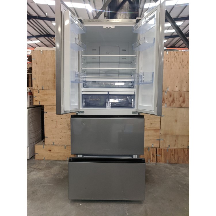 Refurbished Beko HarvestFresh GNE490IR3VPS Freestanding 468 Litre Frost free American Fridge Freezer