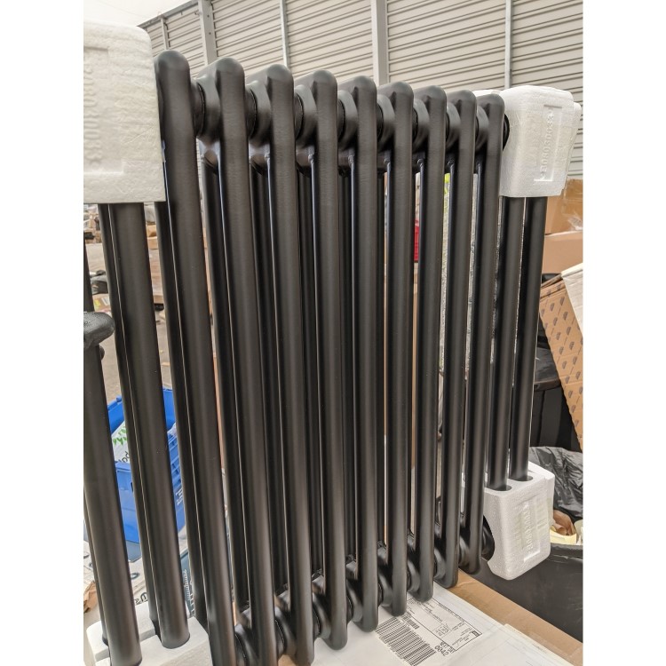 GRADE A2 - Black Horizontal 2 Column Radiator 600 x 605mm - Nambi