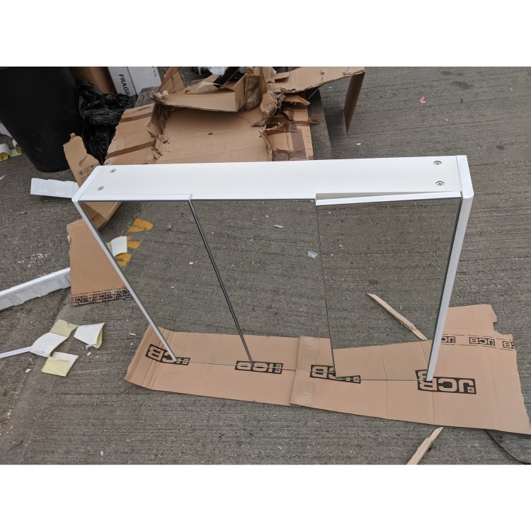 GRADE A2 - White Mirrored Wall Bathroom Cabinet 800 x 650 - Pendle