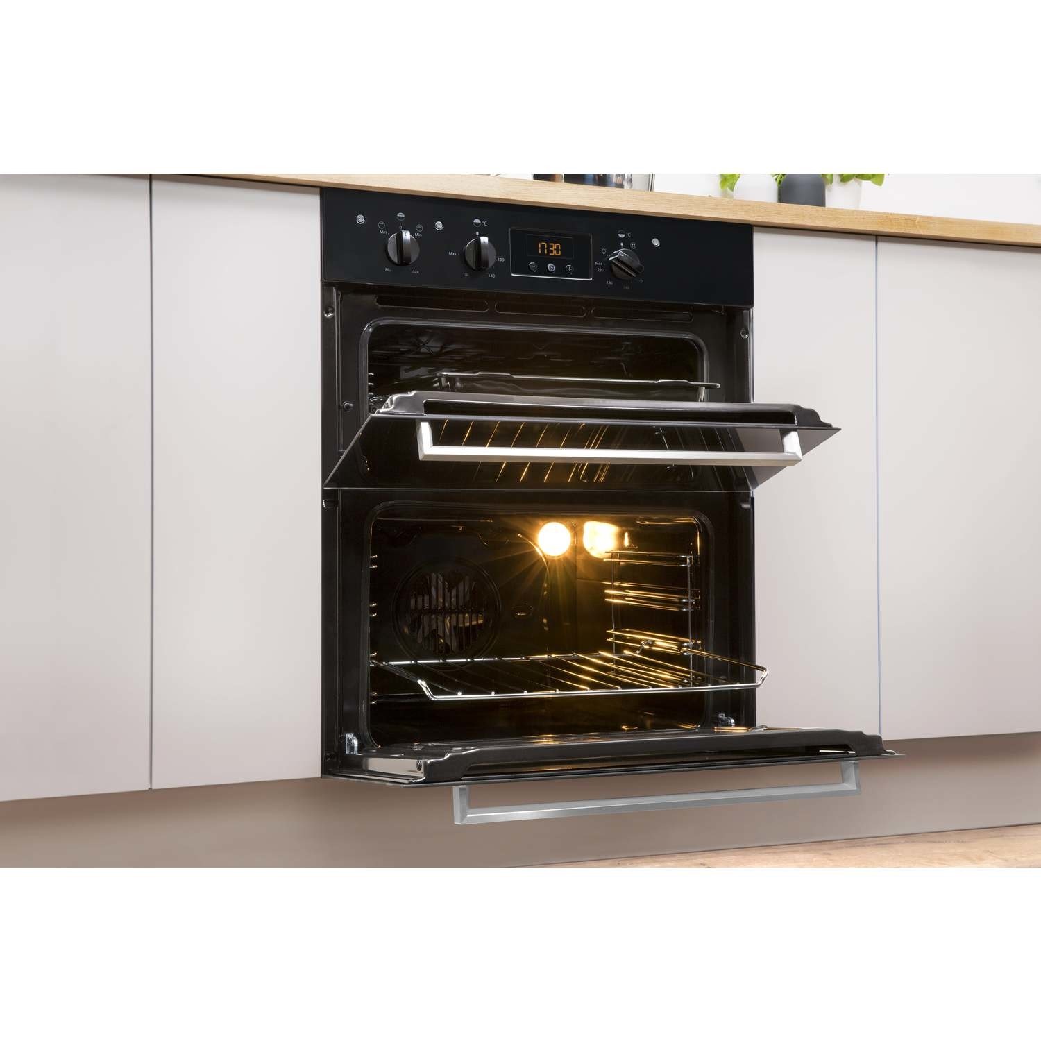 Indesit Aria Electric Built Under Double Oven Black IDU6340BL