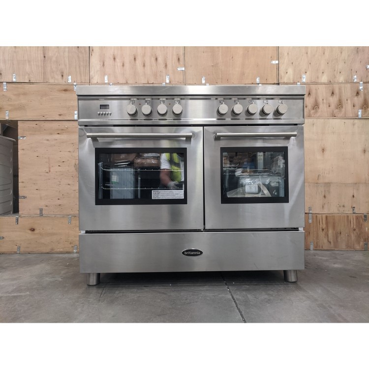 Refurbished Britannia Q Line Modern 100cm Double Oven Induction Electric Range Cooker Stainless Steel
