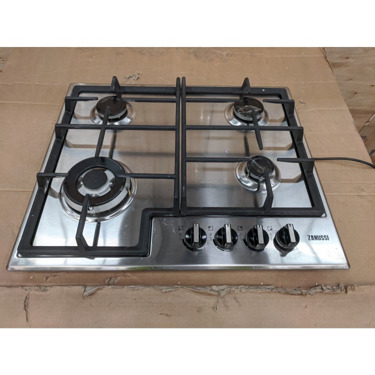 Refurbished Zanussi Series 40 ZGNN645X 60cm 4 Burner Gas Hob with Wok Burner Stainless Steel