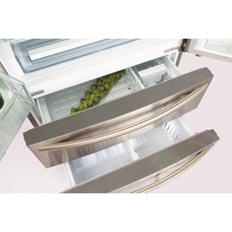 GRADE A3 - CDA PC87SC American Style Two Door Two Drawer Freestanding Fridge Freezer - Stainless Steel Colour