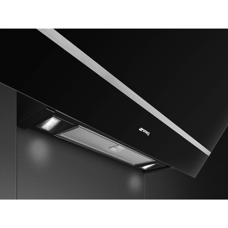 Refurbished Smeg KV28N 80cm Angled Chimney Cooker Hood Black