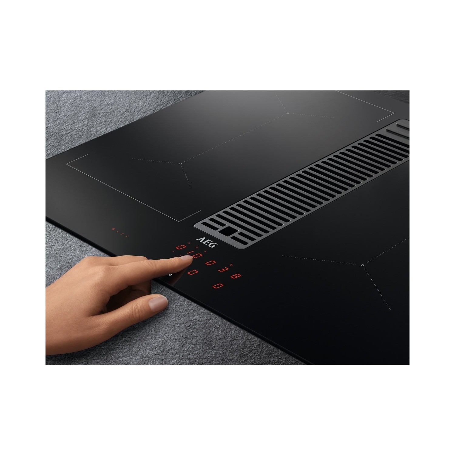 AEG 72cm 4 Zone Induction Venting Hob IDE74243IB Appliances Direct