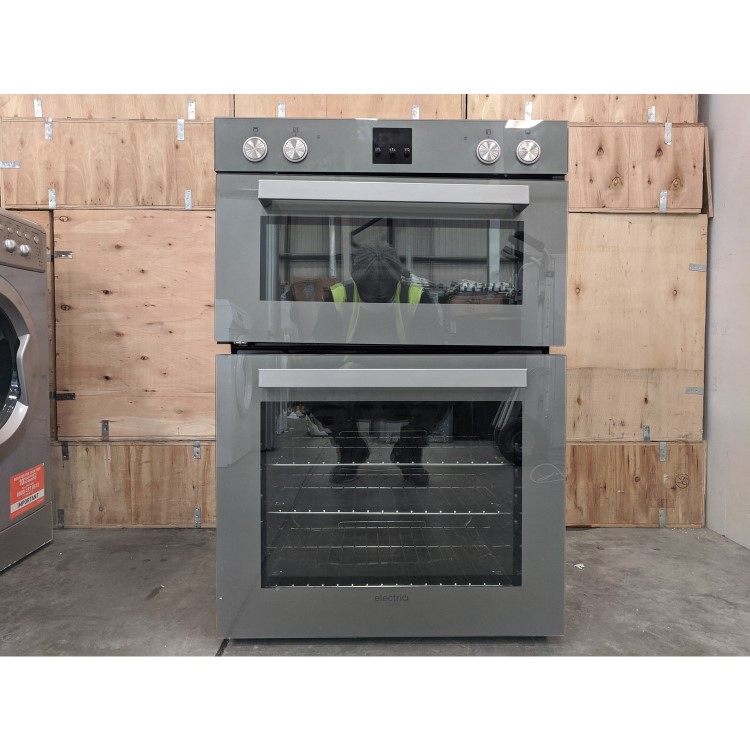Refurbished electriQ EQDO1LG 60cm Double Built In Electric Oven Grey