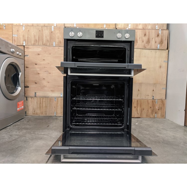 Refurbished electriQ EQDO1LG 60cm Double Built In Electric Oven Grey