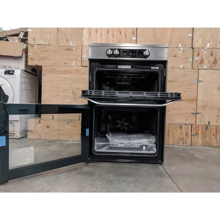 Refurbished Hotpoint HDM67I9H2CX 60cm Double Oven Induction Electric Cooker Stainless Steel