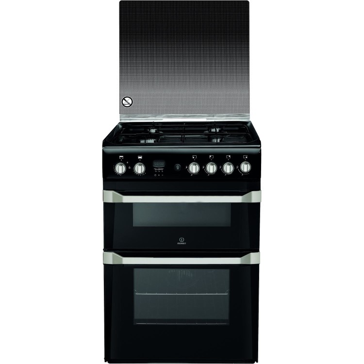 Indesit ID60G2K 60cm Double Oven Gas Cooker - Black