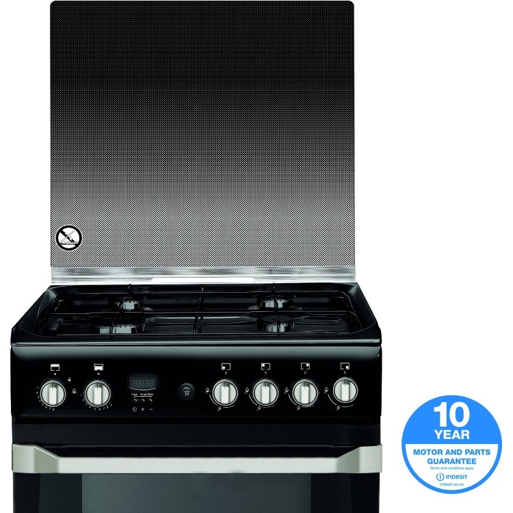 Indesit ID60G2K 60cm Double Oven Gas Cooker - Black