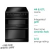 Refurbished Amica AFC6520BL 60cm Double Oven Electric Cooker with Ceramic Hob Black
