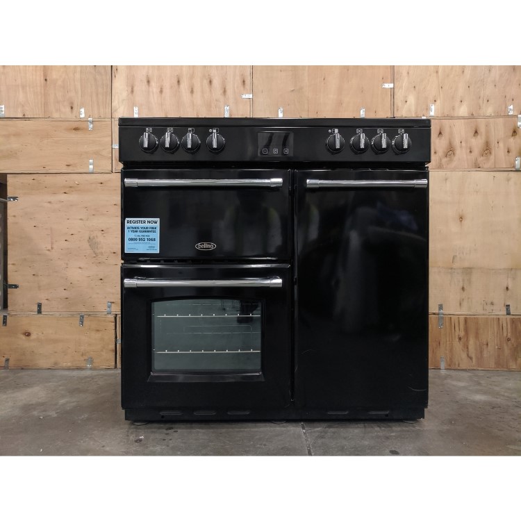 Refurbished Belling Farmhouse 90E 90cm Electric Range Cooker with Ceramic Hob Black