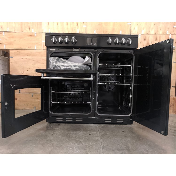 Refurbished Belling Farmhouse 90E 90cm Electric Range Cooker with Ceramic Hob Black