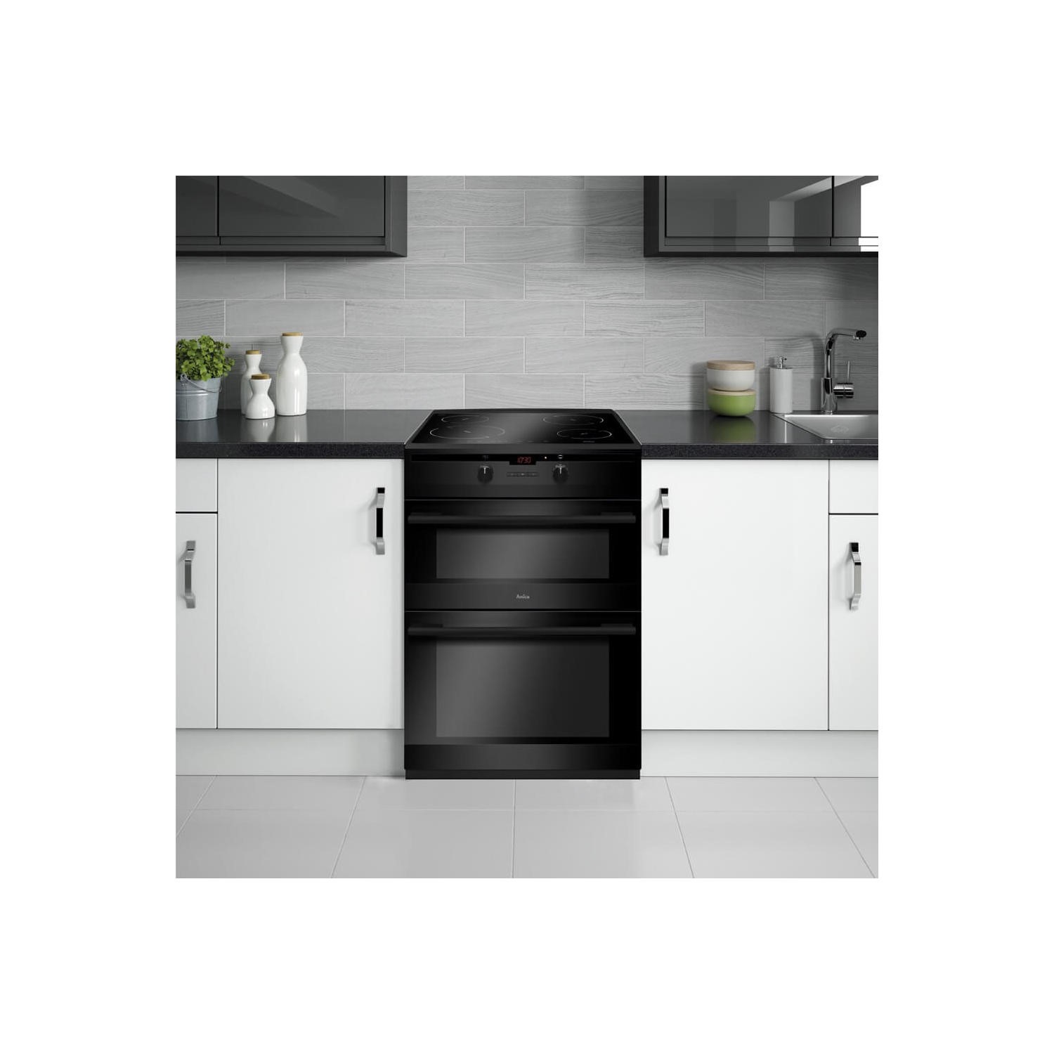 Amica 60cm Double Oven Electric Induction Cooker Black AFN6550MB