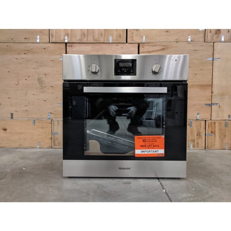 Refurbished Hotpoint AOY54CIX 60cm Single Built In Electric Oven with Catalytic Liners Stainless Steel