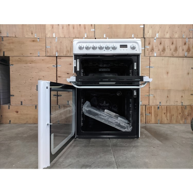 Refurbished Hotpoint Ultima HUE61PS 60cm Double Oven Electric Cooker with Ceramic Hob White