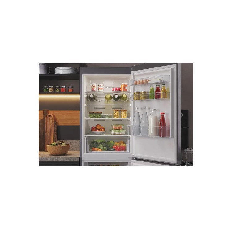 Refurbished Hotpoint HTFC850TI1X1 Freestanding 322 Litre 50/50 Frost Free Fridge Freezer Stainless Steel