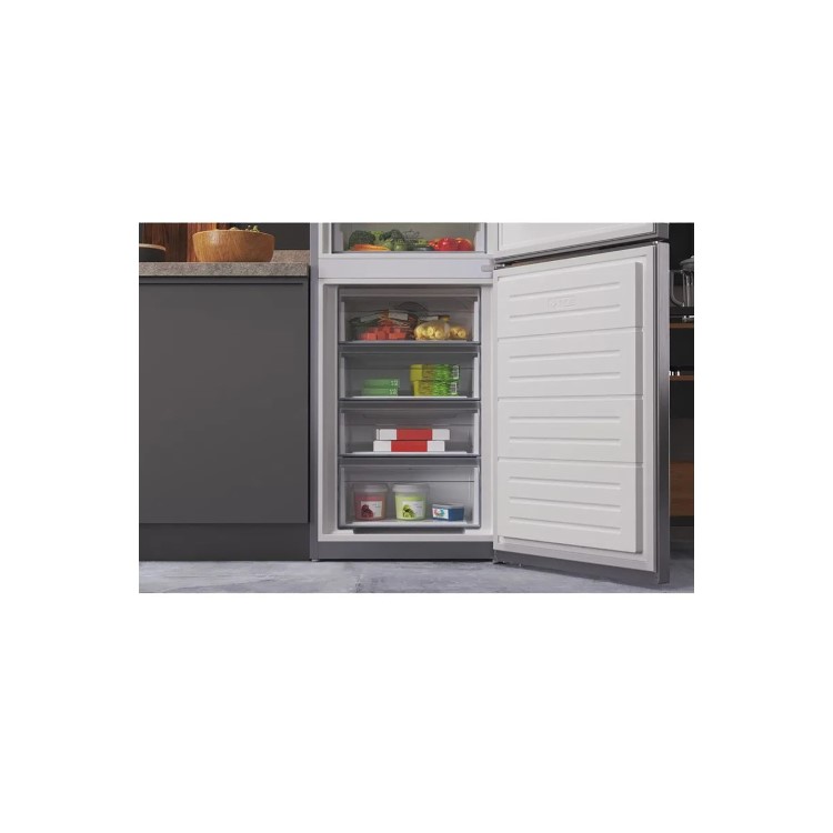 Refurbished Hotpoint HTFC850TI1X1 Freestanding 322 Litre 50/50 Frost Free Fridge Freezer Stainless Steel