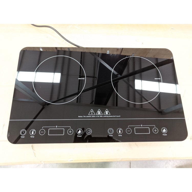 Refurbished electriQ eiq2indport 2 Zone Portable Induction Hob with Touch Controls