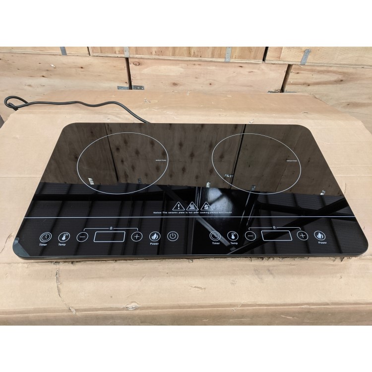 Refurbished electriQ eiq2indport 2 Zone Portable Induction Hob with Touch Controls