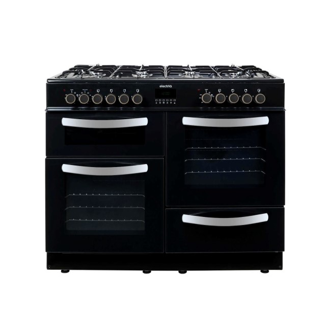 electriQ 100cm Dual Fuel Double Oven Range Cooker Black