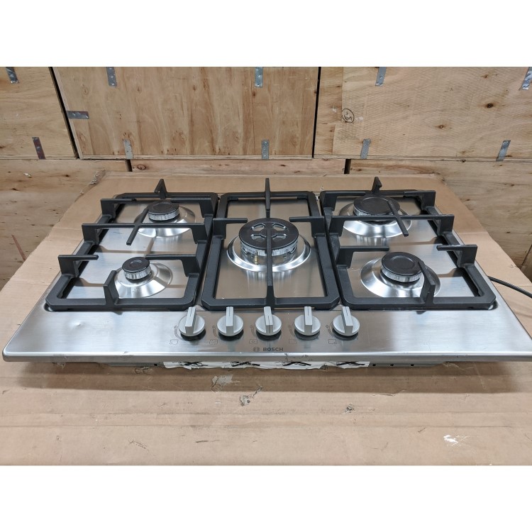 Refurbished Bosch Serie 4 PGQ7B5B90 75cm 5 Burner Gas Hob Stainless Steel