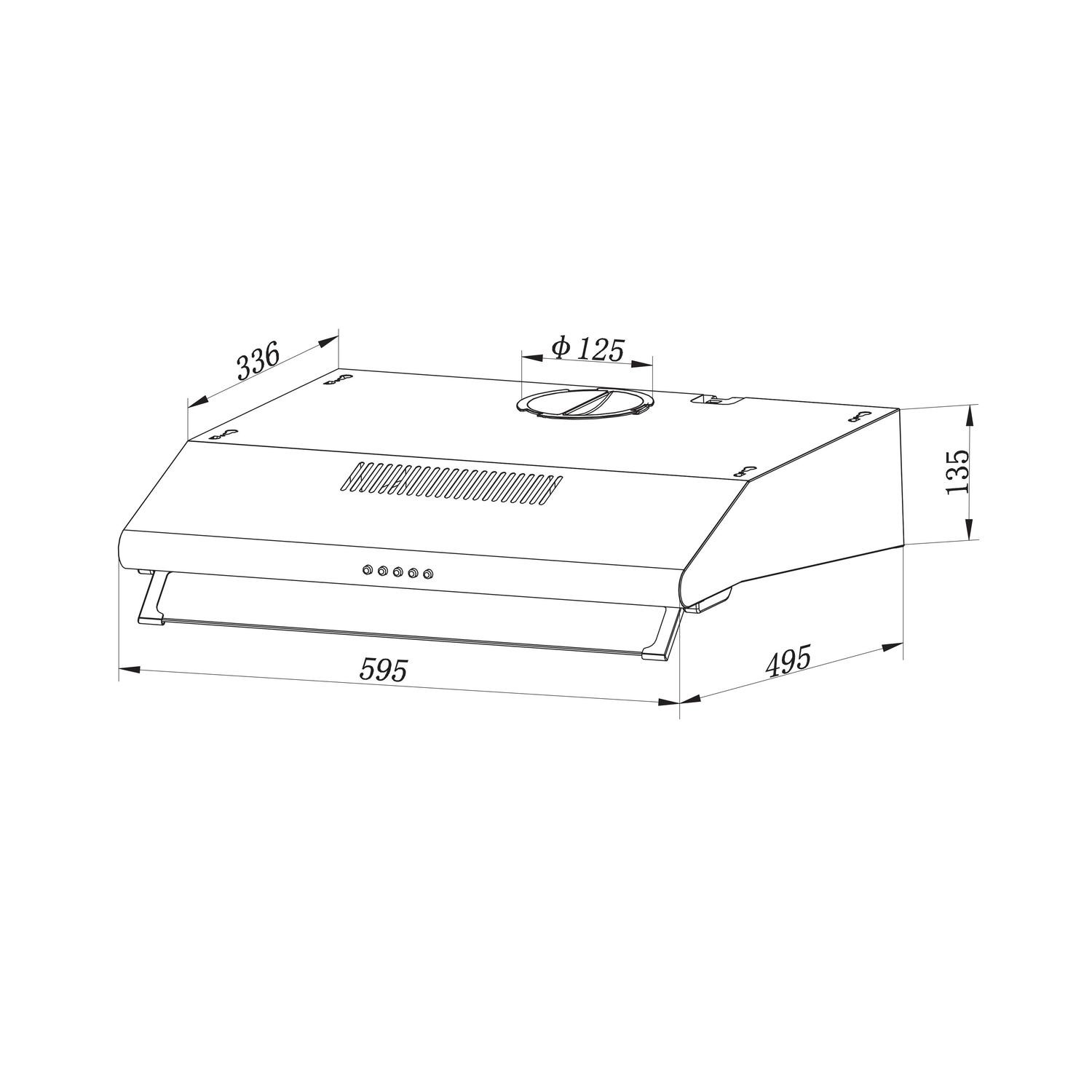 electriQ 60cm Top & Rear Venting Visor Cooker Hood Stainless Steel Eiqtmvisorsteel