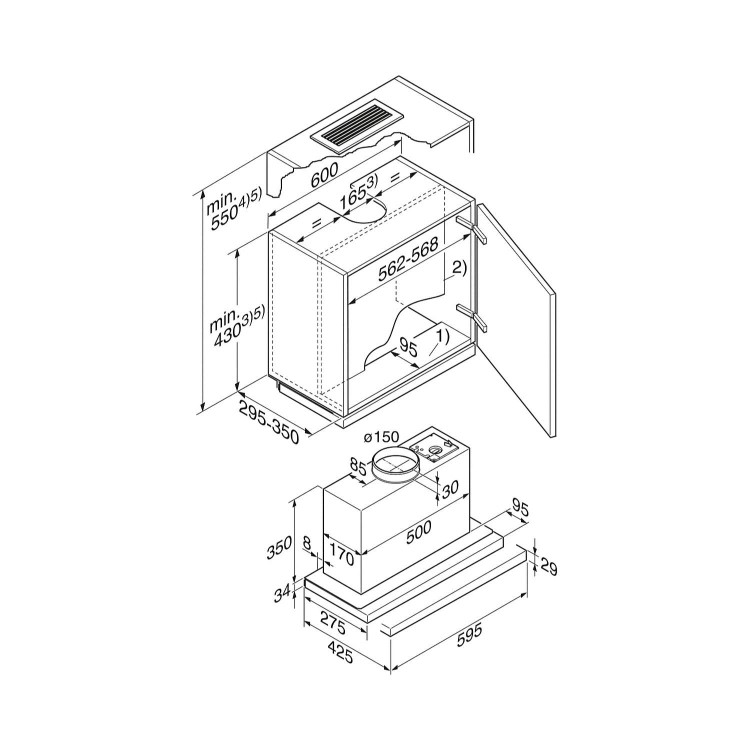 GRADE A1 - Miele DA3366 60cm Wide Stainless Steel Telescopic Integrated Cooker Hood