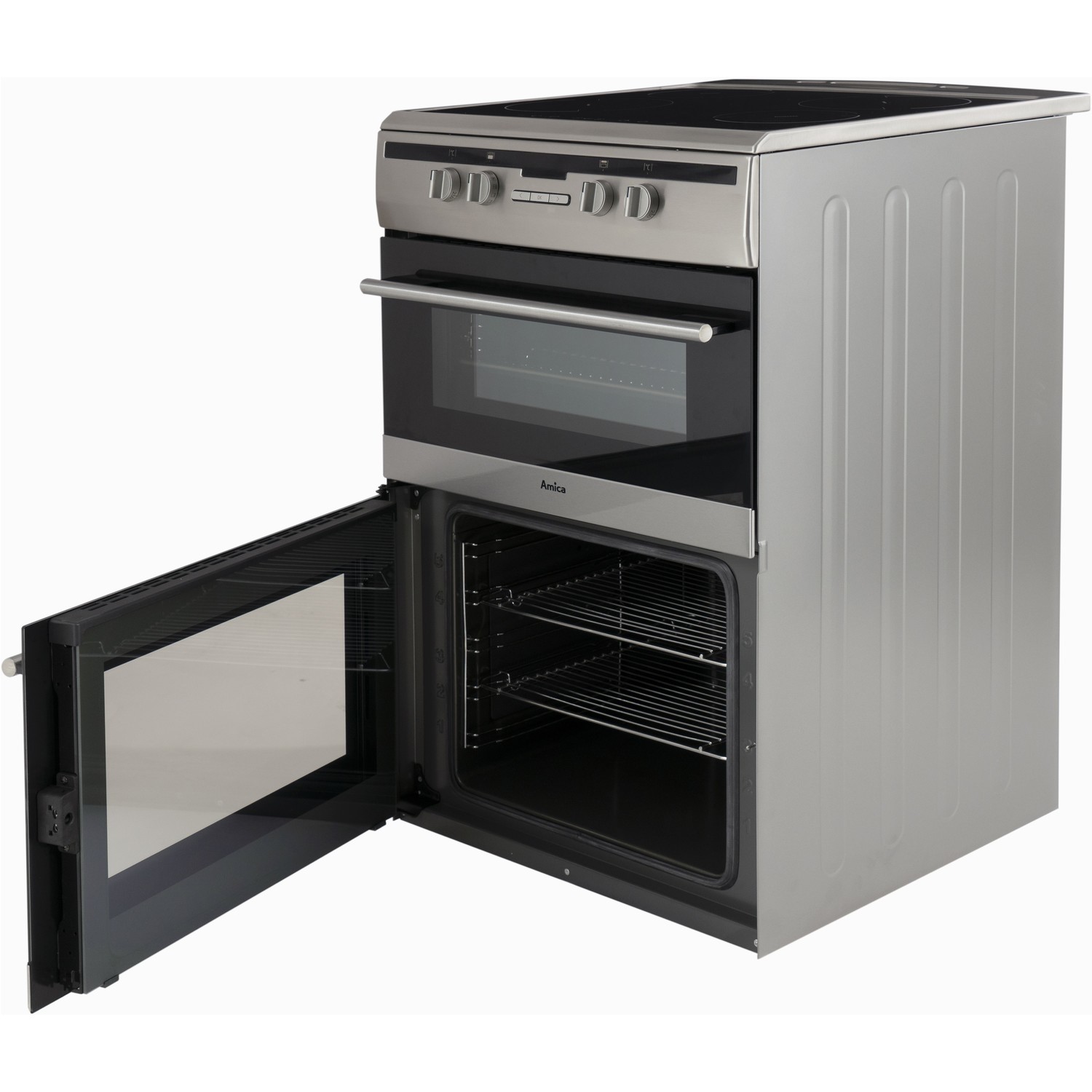 Amica 60cm Double Oven Electric Cooker with Induction Hob Stainless