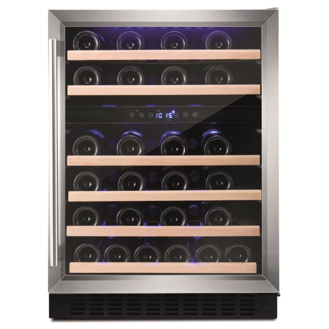 Amica 46 Bottle Capacity Dual Zone Freestanding Under Counter Wine Cooler  - Stainless Steel