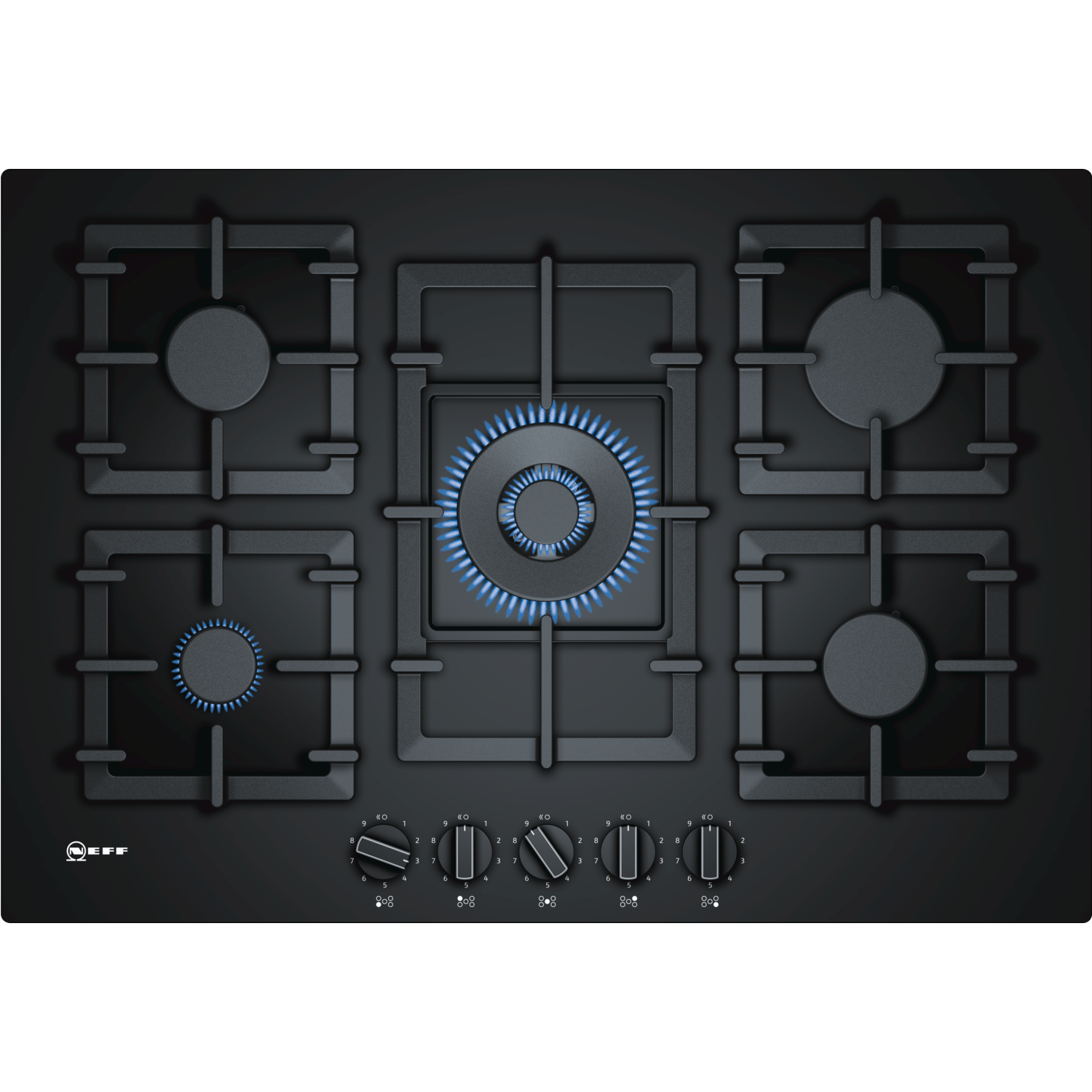 Refurbished Neff T27CS59S0 75cm 5 Burner Gas Hob Black With Cast Iron