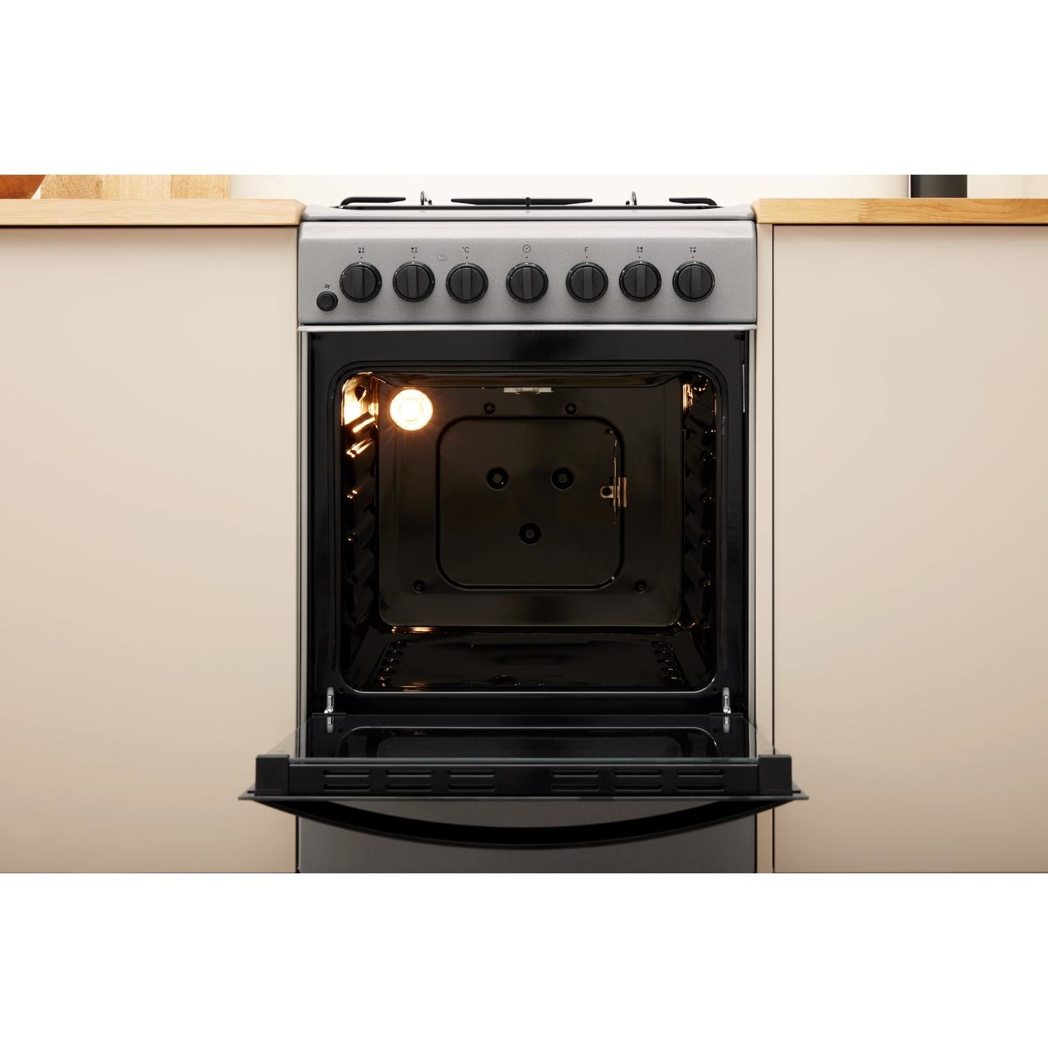 Indesit 50cm Dual Fuel Cooker Grey IS5G4PHSS Appliances Direct
