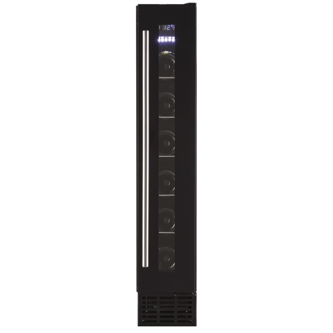 Refurbished Amica AWC150BL 6 Bottle Freestanding Under Counter Wine Cooler Single Zone 15cm Wide 82cm Tall - Black