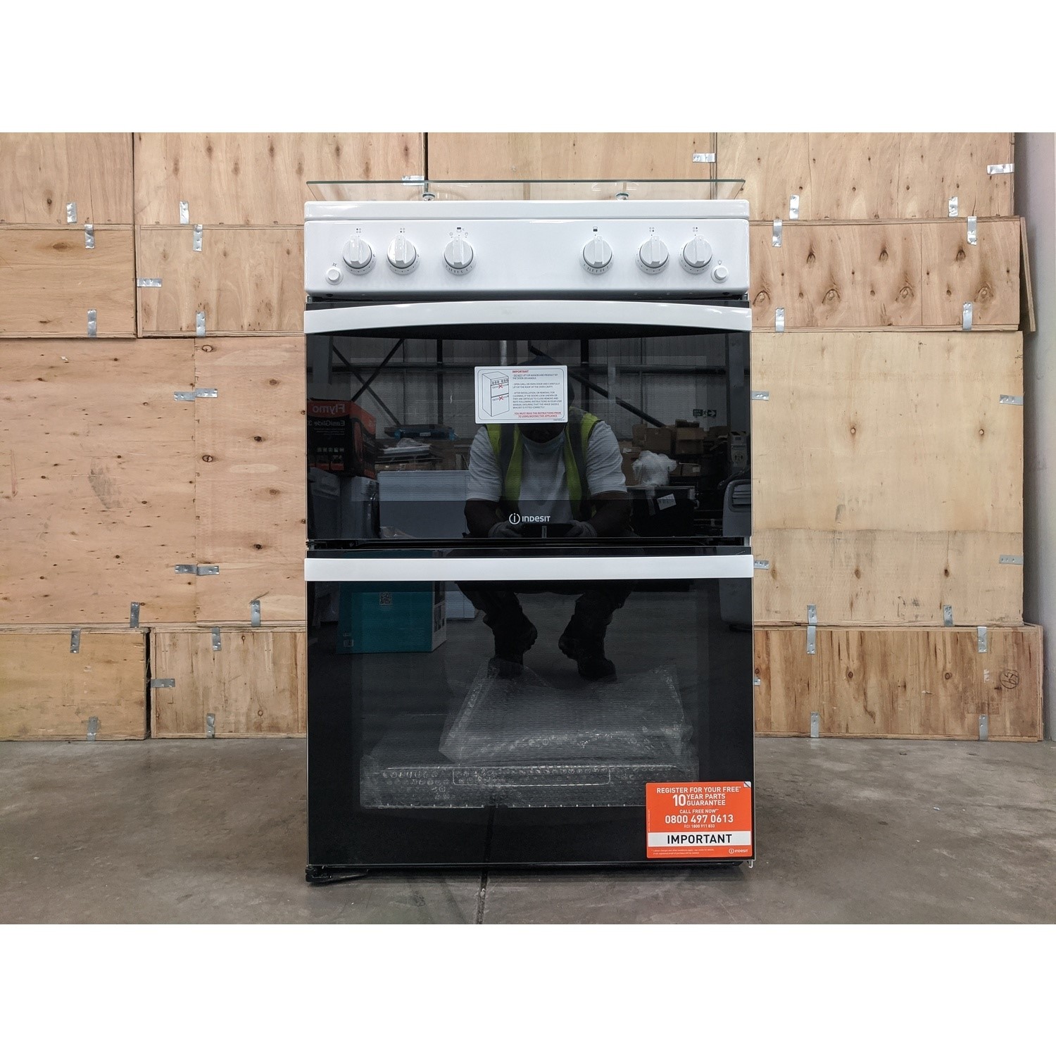 Refurbished Indesit ID67G0MCW 60cm Double Oven Gas Cooker White