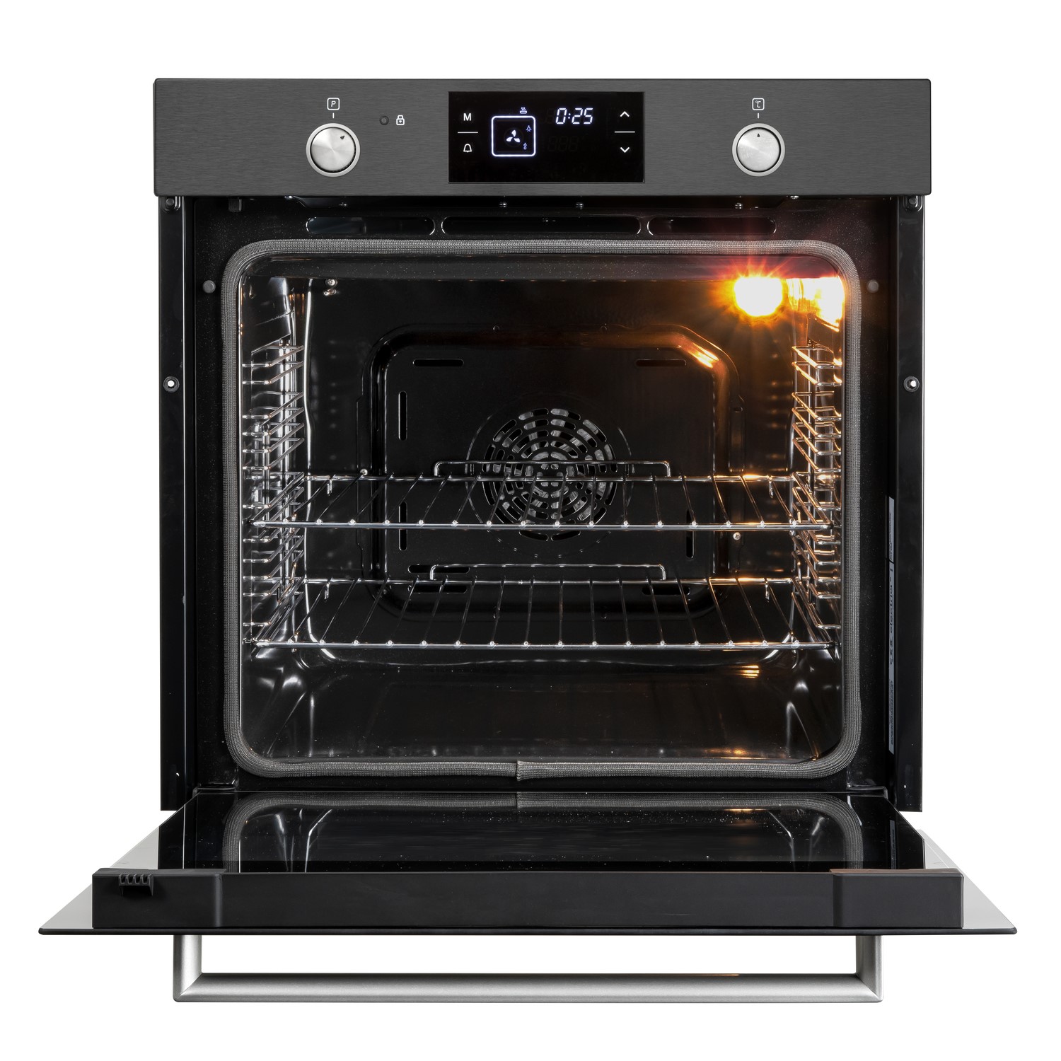 electriQ Plug In Self Cleaning Electric Single Oven Dark Grey Steel