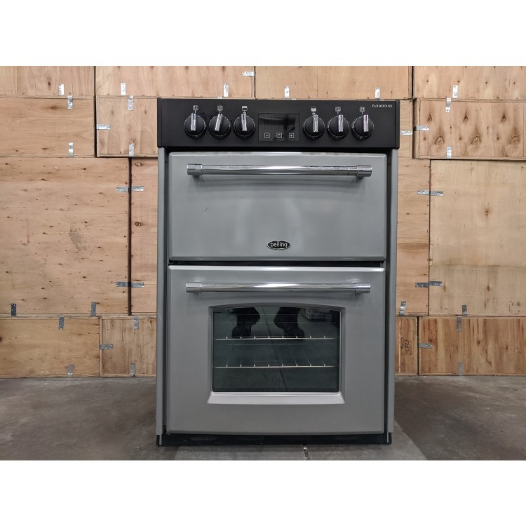 Refurbished Belling Farmhouse 60E 60cm Double Oven Electric Cooker With Ceramic Hob Silver