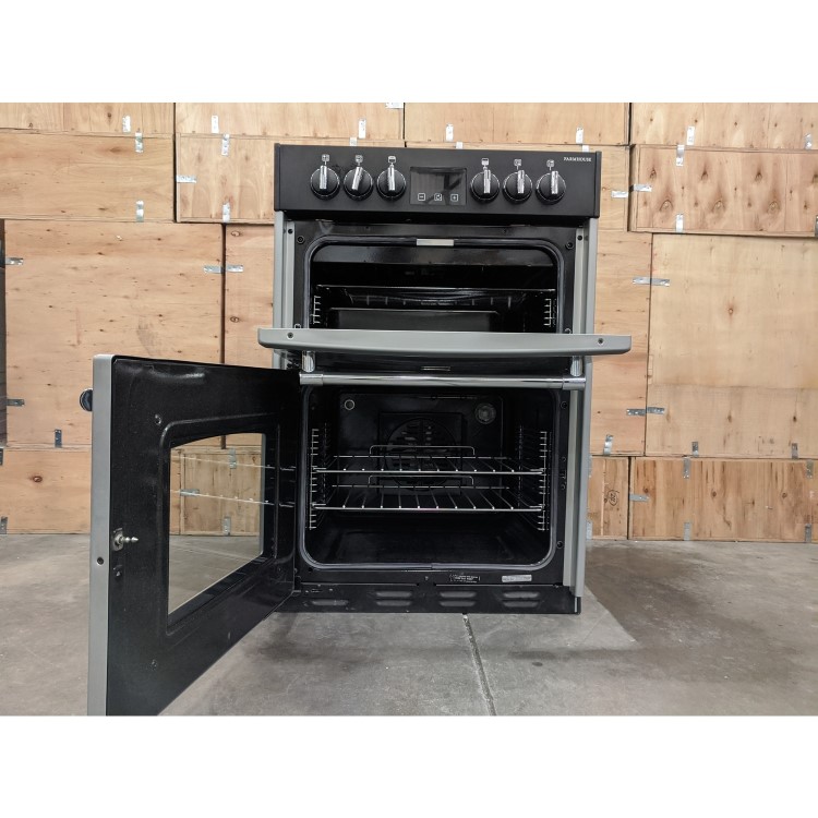 Refurbished Belling Farmhouse 60E 60cm Double Oven Electric Cooker With Ceramic Hob Silver