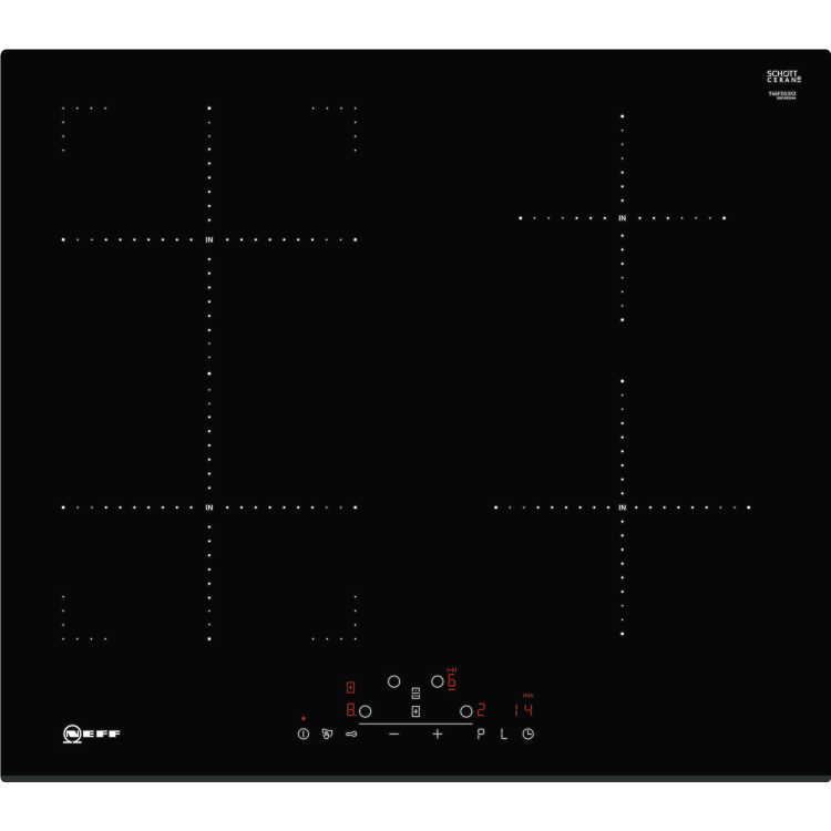 GRADE A3 - NEFF T46FD53X2 N70 Four Zone 60cm Induction Hob With TouchControl & CombiZone - Black Glass