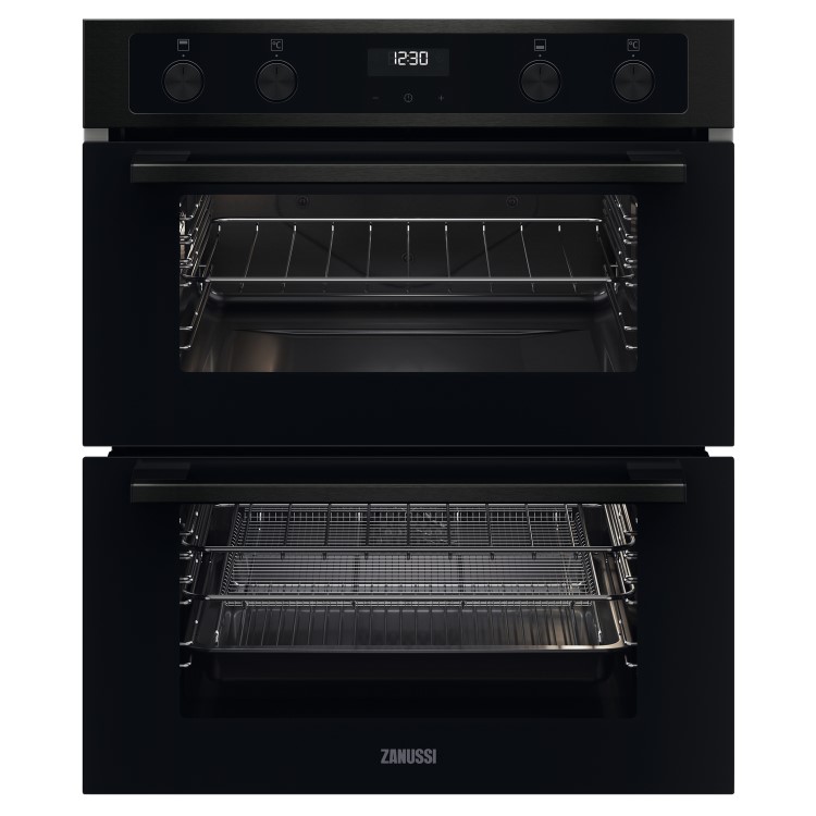 Refurbished Zanussi Series 40 ZPCNA4K1 60cm Double Built Under Electric Oven Black 