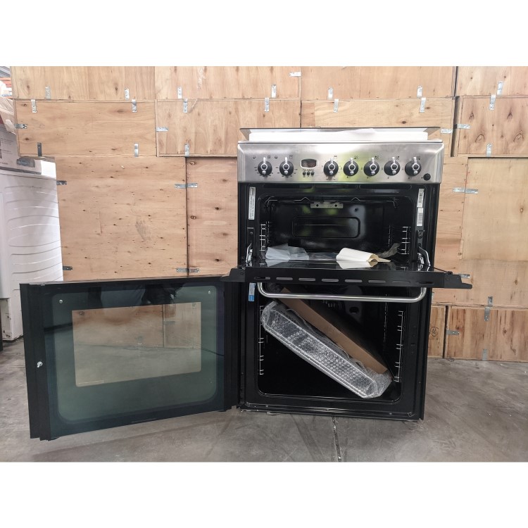 Refurbished Indesit KDP60SES 60cm Double Oven Dual Fuel Cooker Stainless Steel