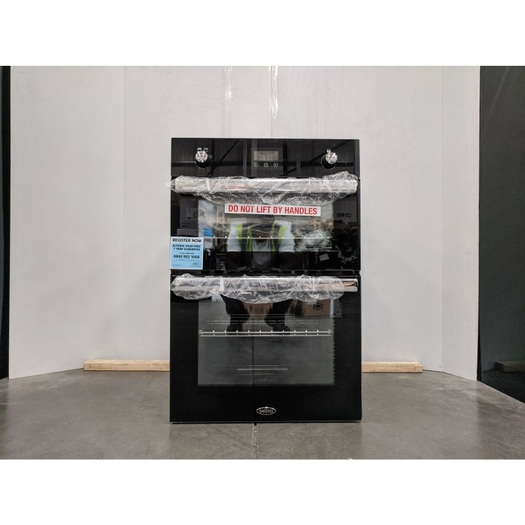 Refurbished Belling BI902G 60cm Double Built In Gas Oven Black