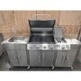 Refurbished Boss Grill Texas Premium Outdoor Kitchen - 4 Burner Gas BBQ Grill with Side Burner - Stainless Steel