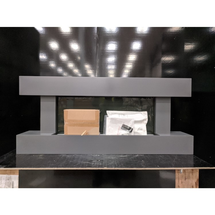 GRADE A2 - Grey Wall Mounted Electric Fireplace Suite with LED Lights - Amberglo