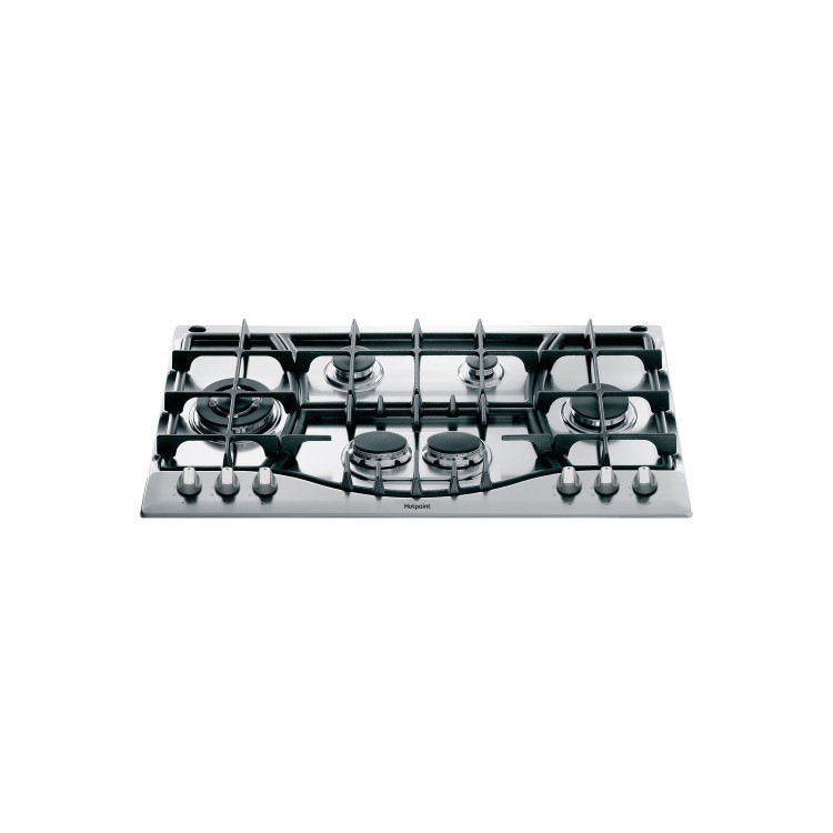 GRADE A2 - Hotpoint PHC961TSIXH 87cm Six Burner Gas Hob Stainless Steel With Cast Iron Pan Stands