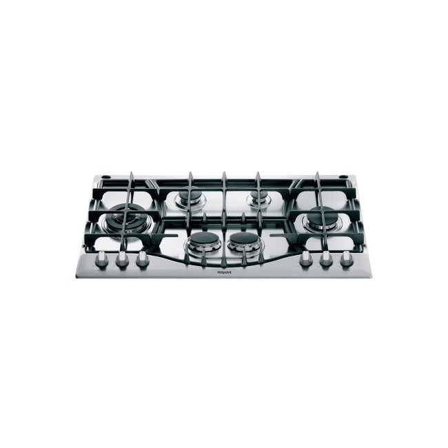 GRADE A2 - Hotpoint PHC961TSIXH 87cm Six Burner Gas Hob Stainless Steel With Cast Iron Pan Stands