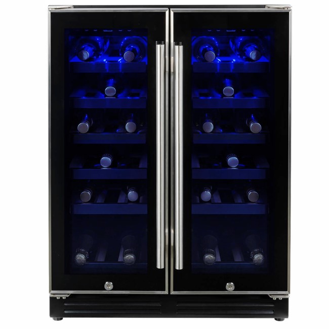 electriQ 36 Bottle Capacity Full Range Dual Zone Under Counter Wine Cooler - Black